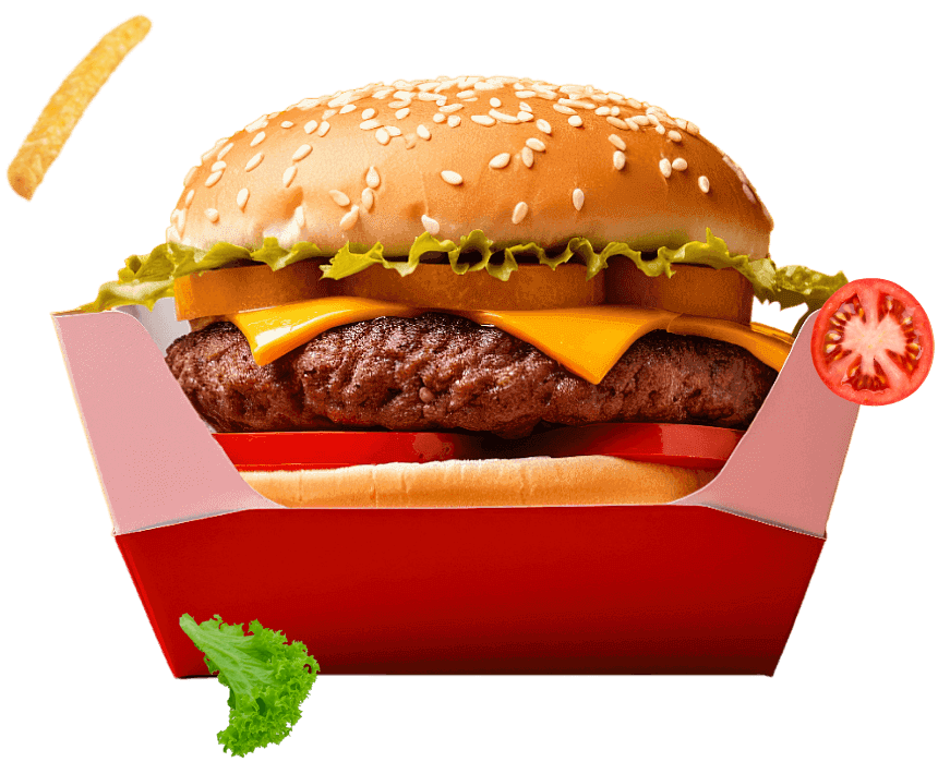 burger in a half openned box